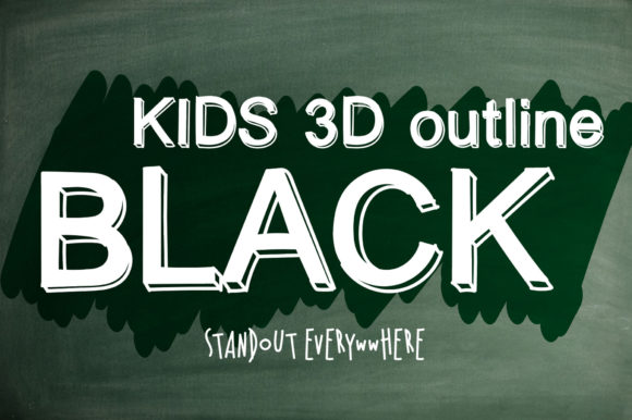 Kids 3D Outline Black Font for Modern Design